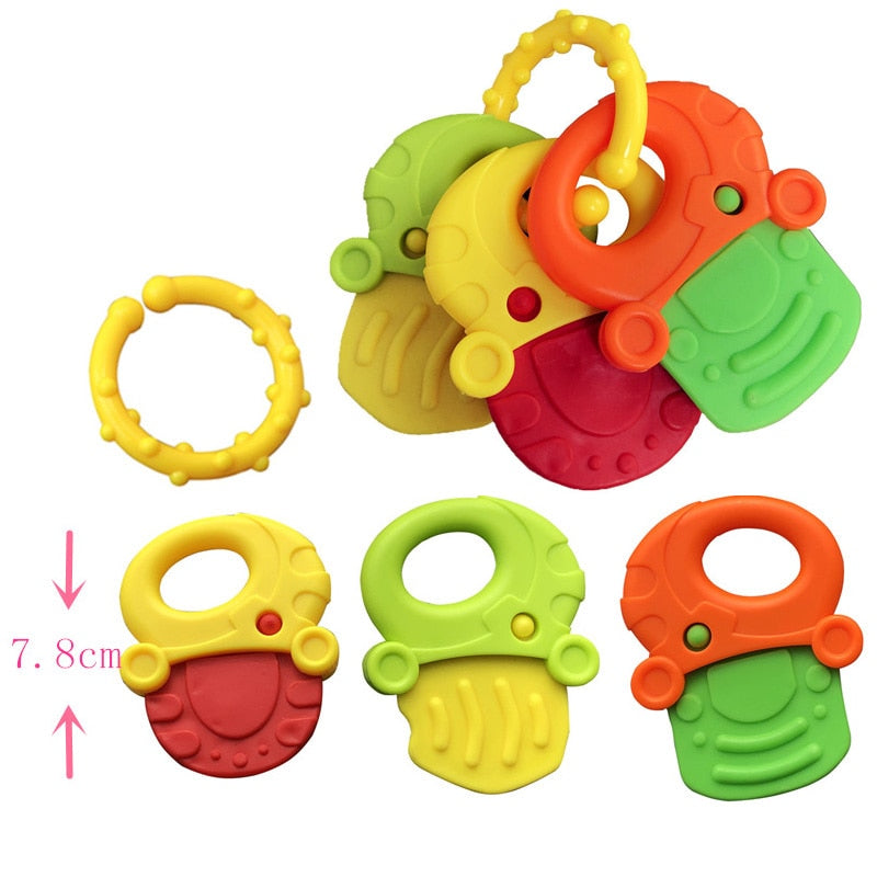 Baby Fruit Style Soft Rubber Rattle Teether Toy Newborn Chews Food Grade Silicone Teethers Infant Training Bed Toy Chew Toys Kid